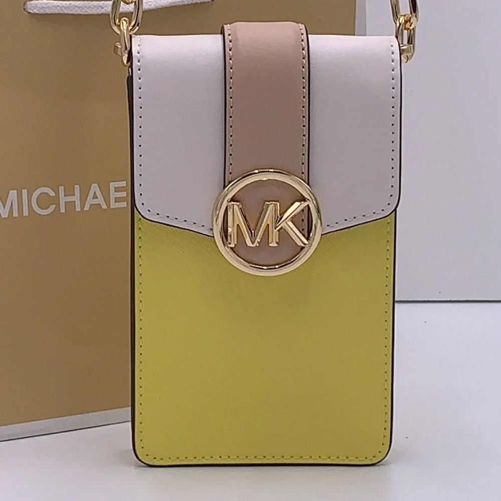 MICHAEL KORS Carmen Small Color-Block Faux Leather Phone Crossbody Bag